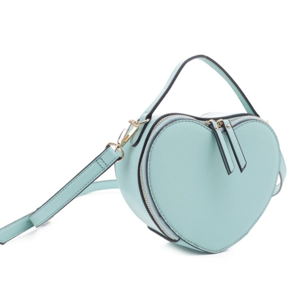 Aqua Heart Crossbody Bag - Women's Cute Heart-Shaped Handbag